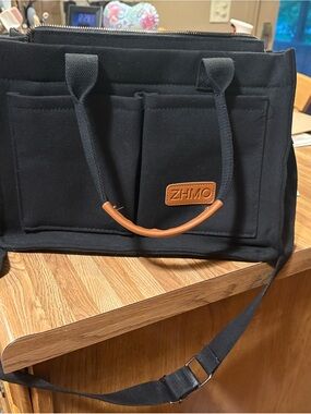 NEW Black Canvas Crossbody Tote Bag